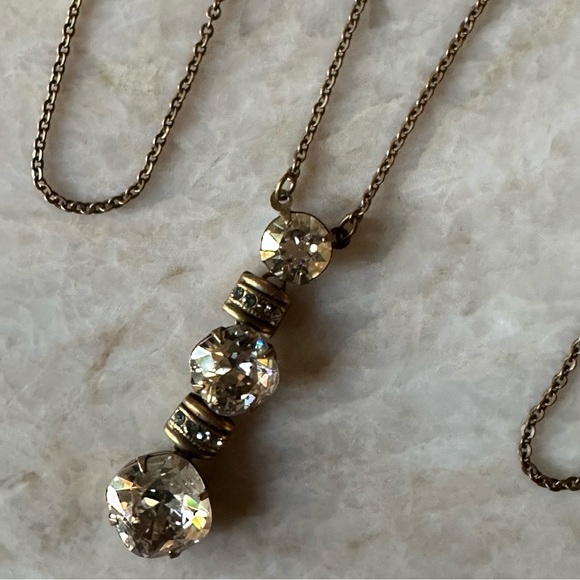 SORRELLI Tapered Swarovski Pendant Necklace - Sparkling Neutrals - Cushion Cut - Picture 4 of 10